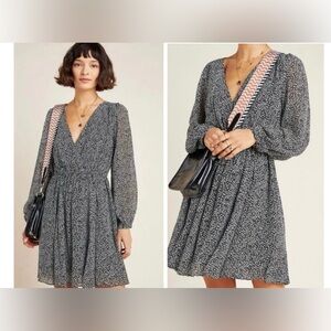 Anthropologie Carolyn Mini Black and White Floral Dress- Size XL